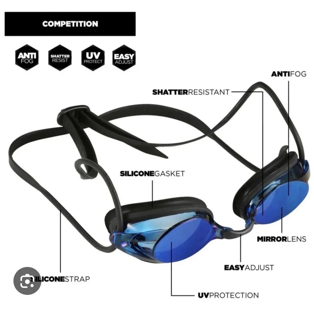 U.S. Divers Express Mirror Adult Competition Swim Goggles New Damaged Package